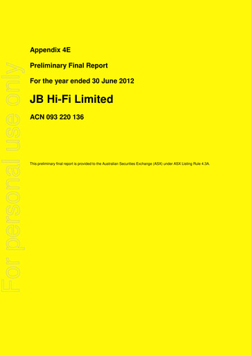 Vorschaubild JB Hi-Fi
 Finanzbericht fy2012