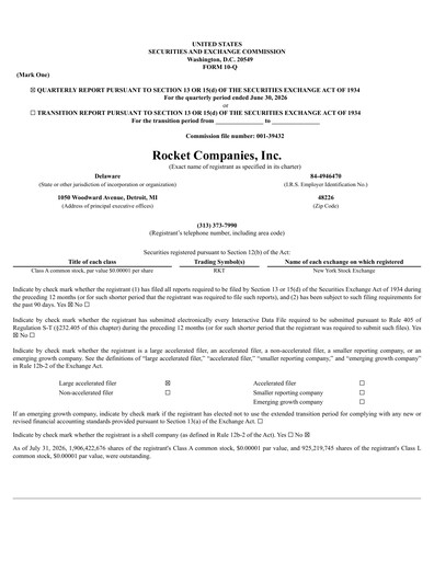 Miniature Rocket Companies
 Rapport trimestriel 2026-q2