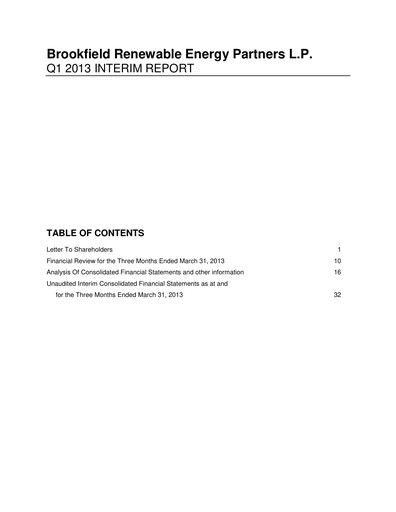 Vorschaubild Brookfield Renewable Quartalsbericht 2013-q1
