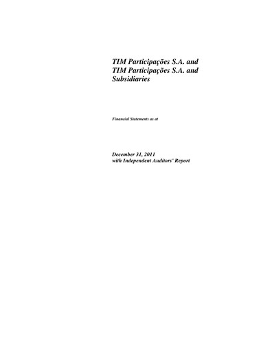 Miniature TIM S.A. Bilan financier 2011