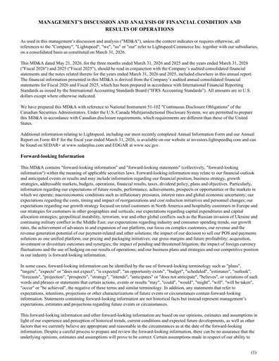 Thumbnail Lightspeed Commerce Financial Report fy2026