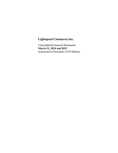 Thumbnail Lightspeed Commerce Financial Statement fy2024