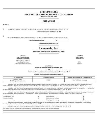Miniature Lemonade Rapport trimestriel 2021-q1