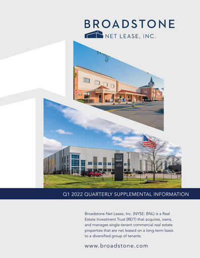 Miniature Broadstone Net Lease Rapport trimestriel 2022-q1