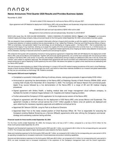 Thumbnail Nano-X Imaging Quarterly Report 2020-q3
