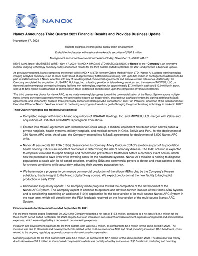 Thumbnail Nano-X Imaging Quarterly Report 2021-q3