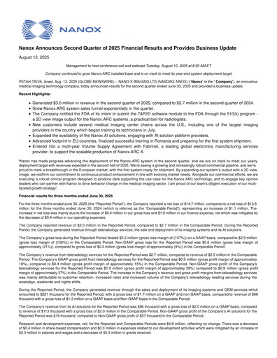 Thumbnail Nano-X Imaging Quarterly Report 2025-q2