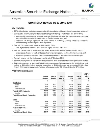Thumbnail Iluka Resources Quarterly Report 2019-q2