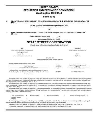 Miniature State Street Corporation
 Rapport trimestriel 2025-q3