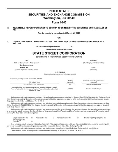 Miniature State Street Corporation
 Rapport trimestriel 2026-q1