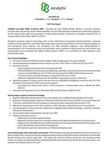 Miniature Renalytix Rapport semestriel 2025-h1