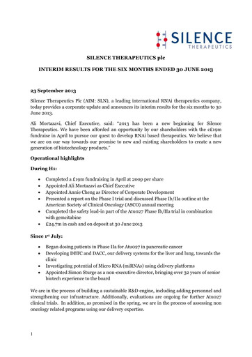 Thumbnail Silence Therapeutics Half-year Report 2013-h1