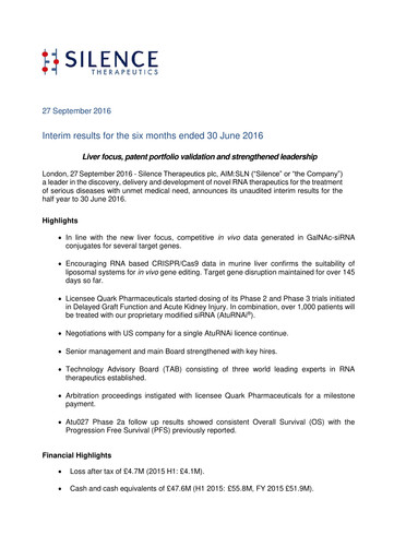 Thumbnail Silence Therapeutics Half-year Report 2016-h1