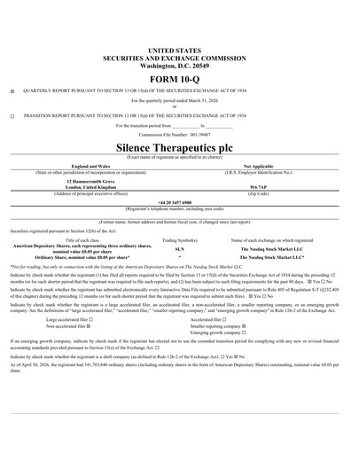 Vorschaubild Silence Therapeutics Quartalsbericht 2026-q1
