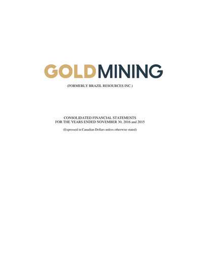 Thumbnail GoldMining Inc. Financial Statement fy2016