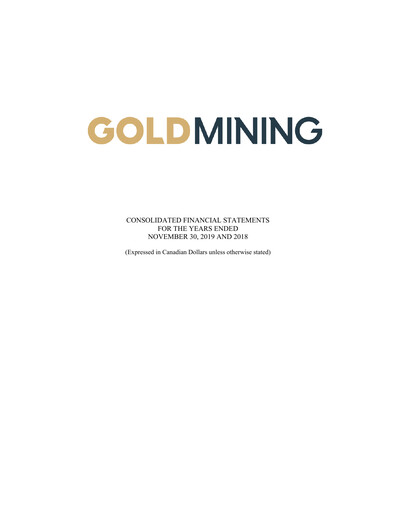 Thumbnail GoldMining Inc. Financial Statement fy2019