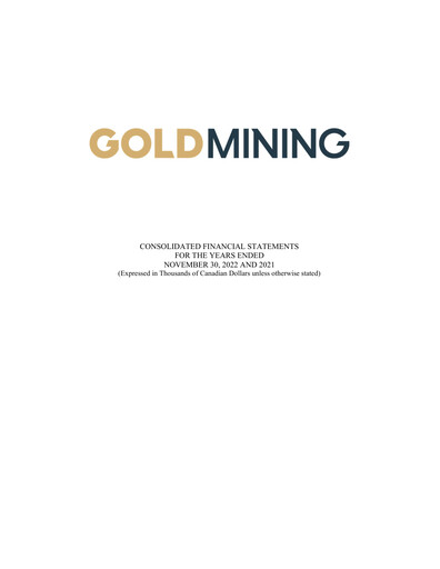 Thumbnail GoldMining Inc. Financial Statement fy2022
