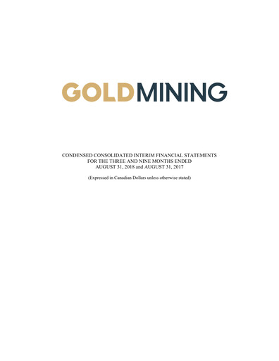 Thumbnail GoldMining Inc. Quarterly Report 2018-q3