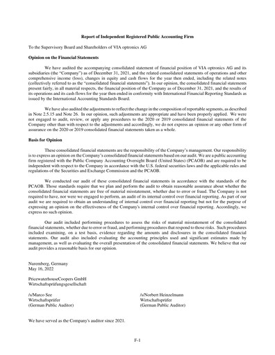 Vorschaubild VIA optronics AG Finanzmitteilung 2021