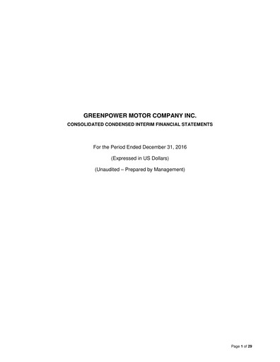 Thumbnail GreenPower Motor Company Quarterly Report fy2017-q3