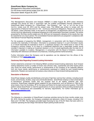 Thumbnail GreenPower Motor Company Quarterly Report fy2020-q1