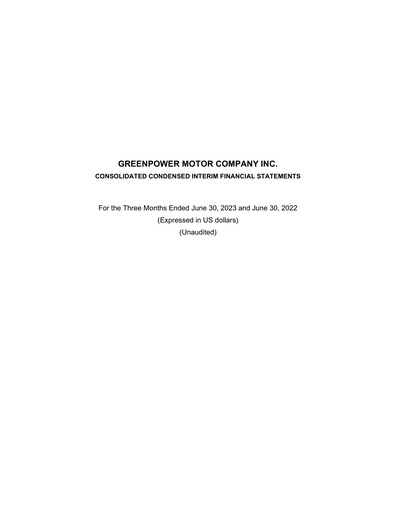Thumbnail GreenPower Motor Company Quarterly Report fy2024-q1