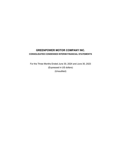 Thumbnail GreenPower Motor Company Quarterly Report fy2025-q1