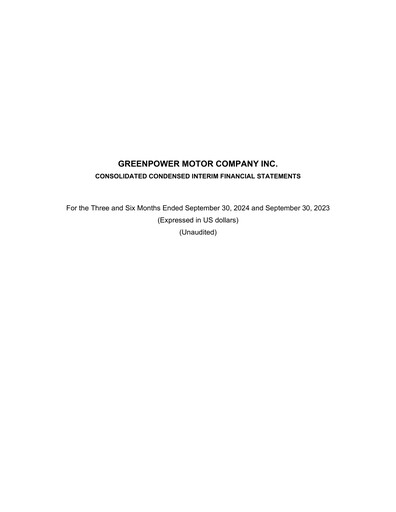 Thumbnail GreenPower Motor Company Quarterly Report fy2025-q2