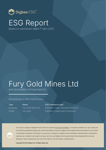 Thumbnail Fury Gold Mines ESG Report 2025