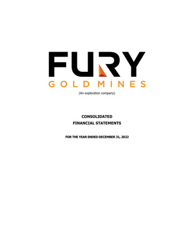 Thumbnail Fury Gold Mines Financial Statement 2022