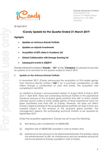 Vorschaubild iCandy Interactive Quartalsbericht 2019-q1