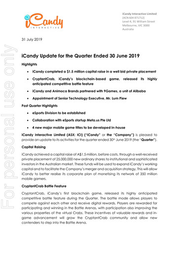 Vorschaubild iCandy Interactive Quartalsbericht 2019-q2