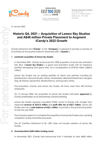 Vorschaubild iCandy Interactive Quartalsbericht 2021-q4