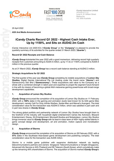 Vorschaubild iCandy Interactive Quartalsbericht 2022-q1
