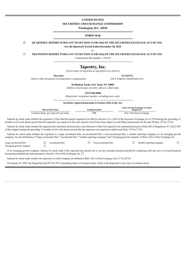 Thumbnail Tapestry Quarterly Report 2024-2025-q2