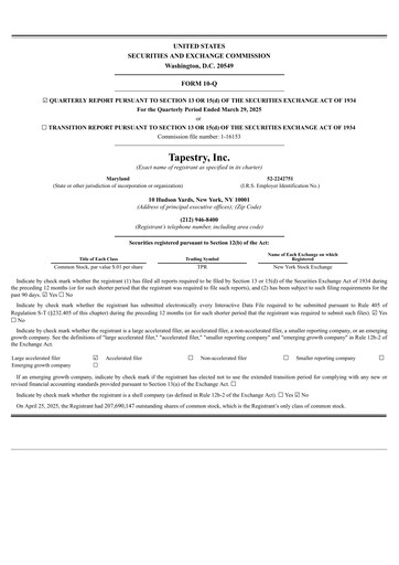 Thumbnail Tapestry Quarterly Report 2024-2025-q3