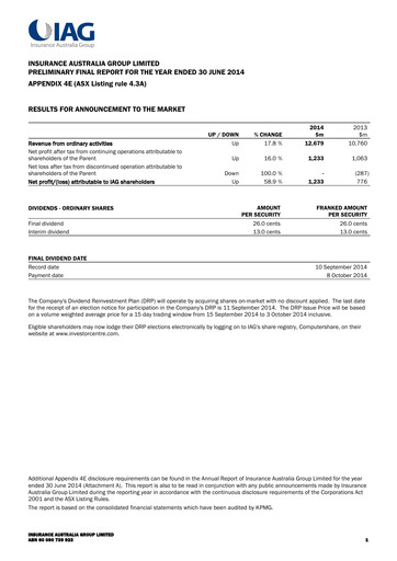 Thumbnail Insurance Australia Group
 Annual Report 2014