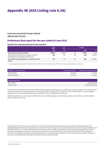Thumbnail Insurance Australia Group
 Annual Report 2023