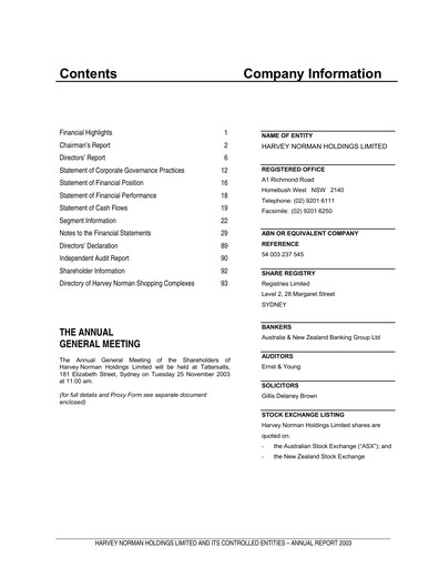 Thumbnail Harvey Norman Annual Report 2003