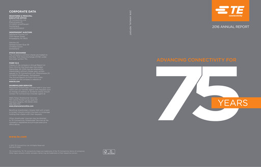 Thumbnail TE Connectivity
 Annual Report 2016