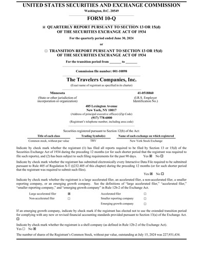 Vorschaubild The Travelers Companies Quartalsbericht 2024-q2