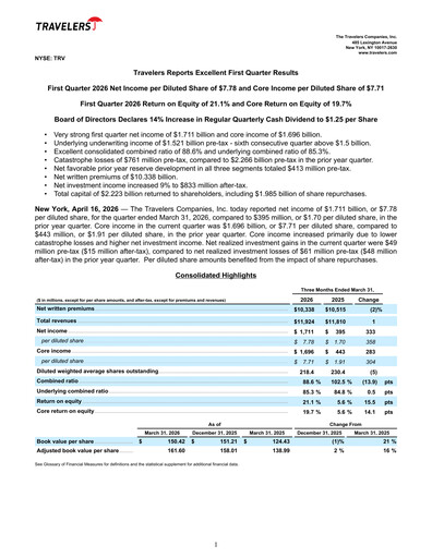 Vorschaubild The Travelers Companies Quartalsbericht 2026-q1