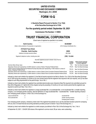 Thumbnail Truist Financial Corporation Quarterly Report 2021-q3