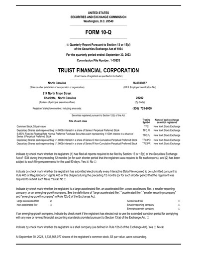 Thumbnail Truist Financial Corporation Quarterly Report 2023-q3