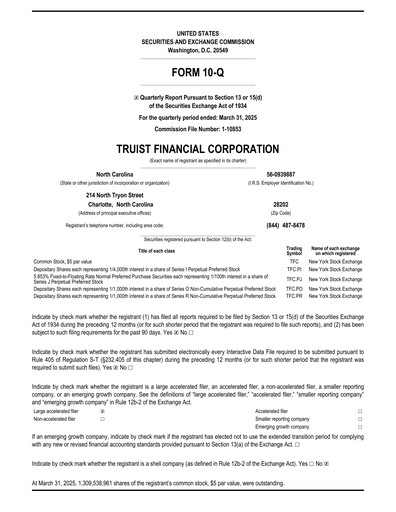 Thumbnail Truist Financial Corporation Quarterly Report 2025-q1