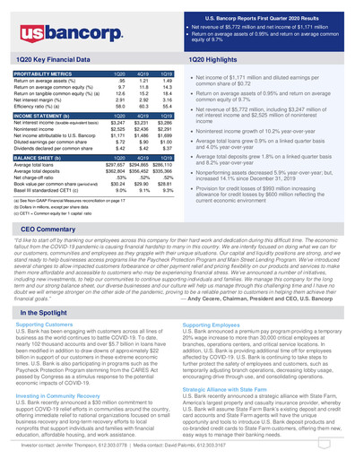 Thumbnail U.S. Bancorp Quarterly Report 2020-q1