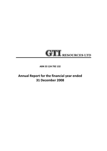 Thumbnail GTI Energy Annual Report 2008