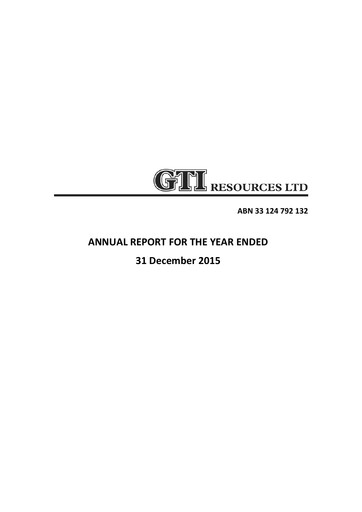 Thumbnail GTI Energy Annual Report 2015