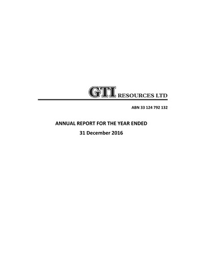 Thumbnail GTI Energy Annual Report 2016