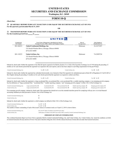 Thumbnail United Airlines Holdings
 Quarterly Report 2019-q1